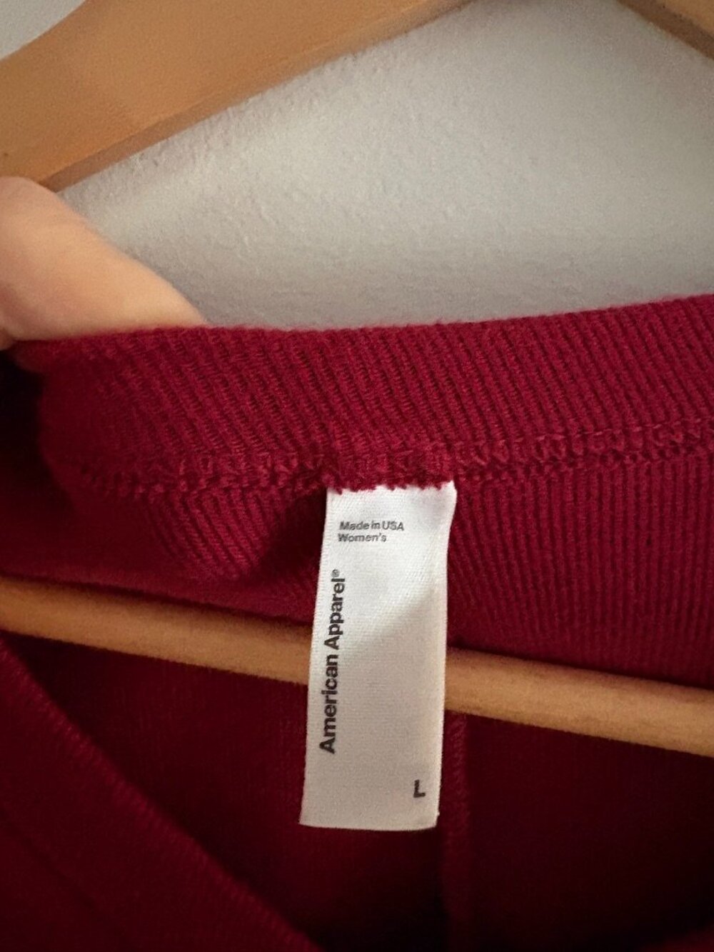 American Apparel Ribbed Cotton Onesie Lounge Sleep PJ Deep Red Size Large - Picture 5 of 6